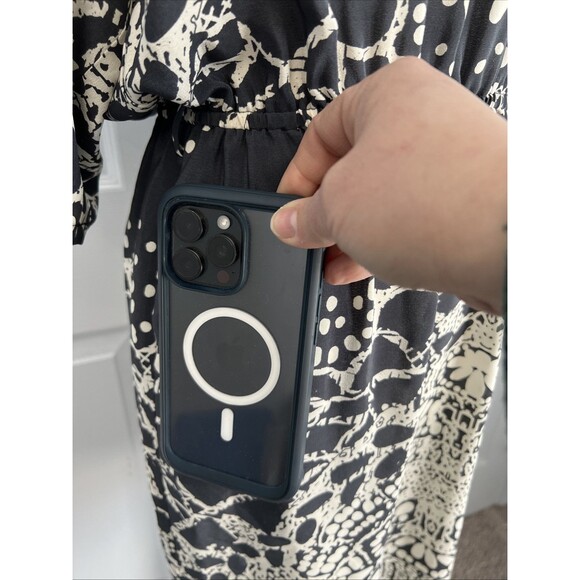 Presley Skye Dress S Anthropologie 100% Silk Cap Sleeve Midi Pocket Mandala - Picture 6 of 11